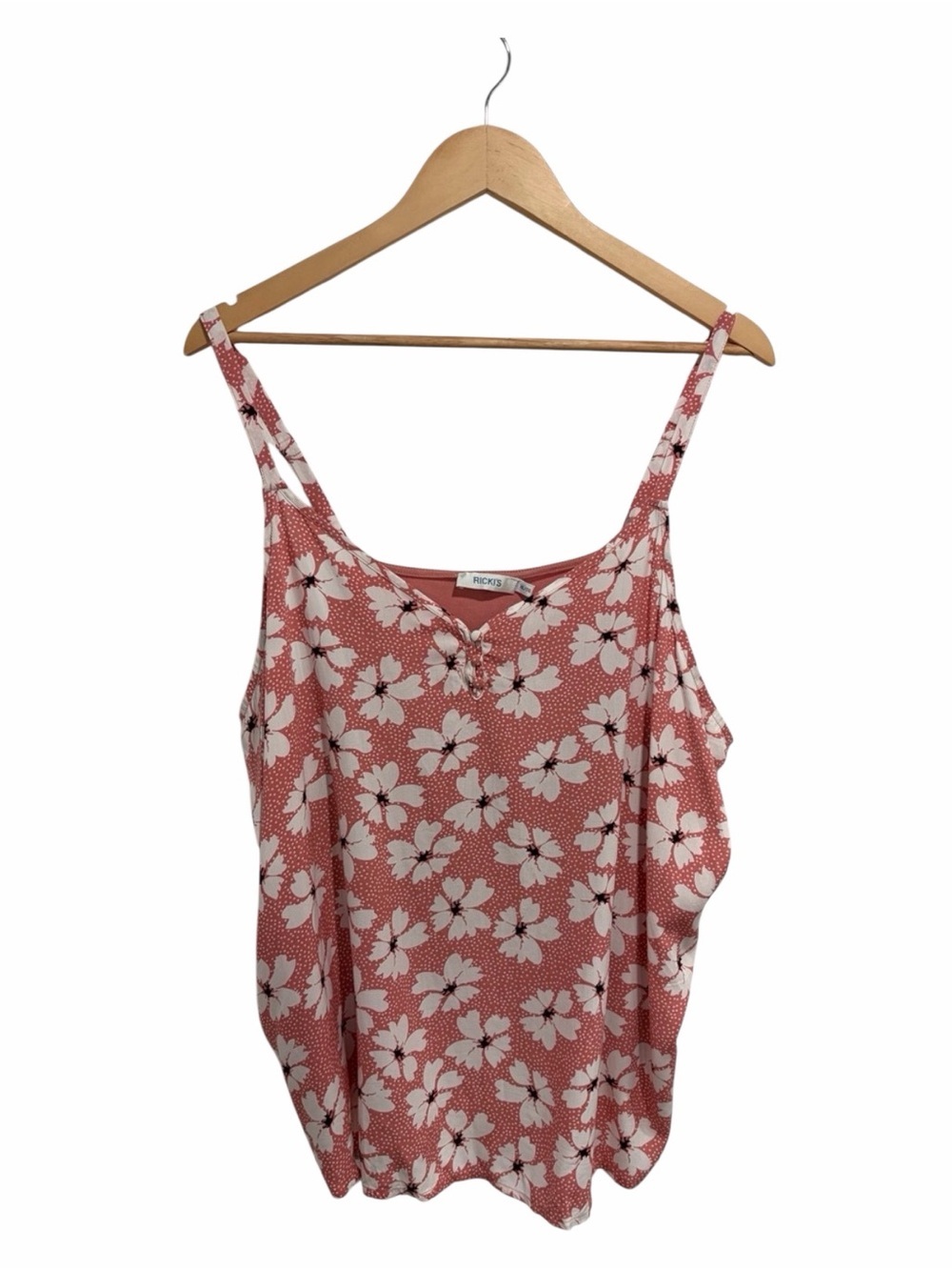 Ricki’s Pink Floral V-Neck Tank Top Adjustable Spaghetti Straps NWT